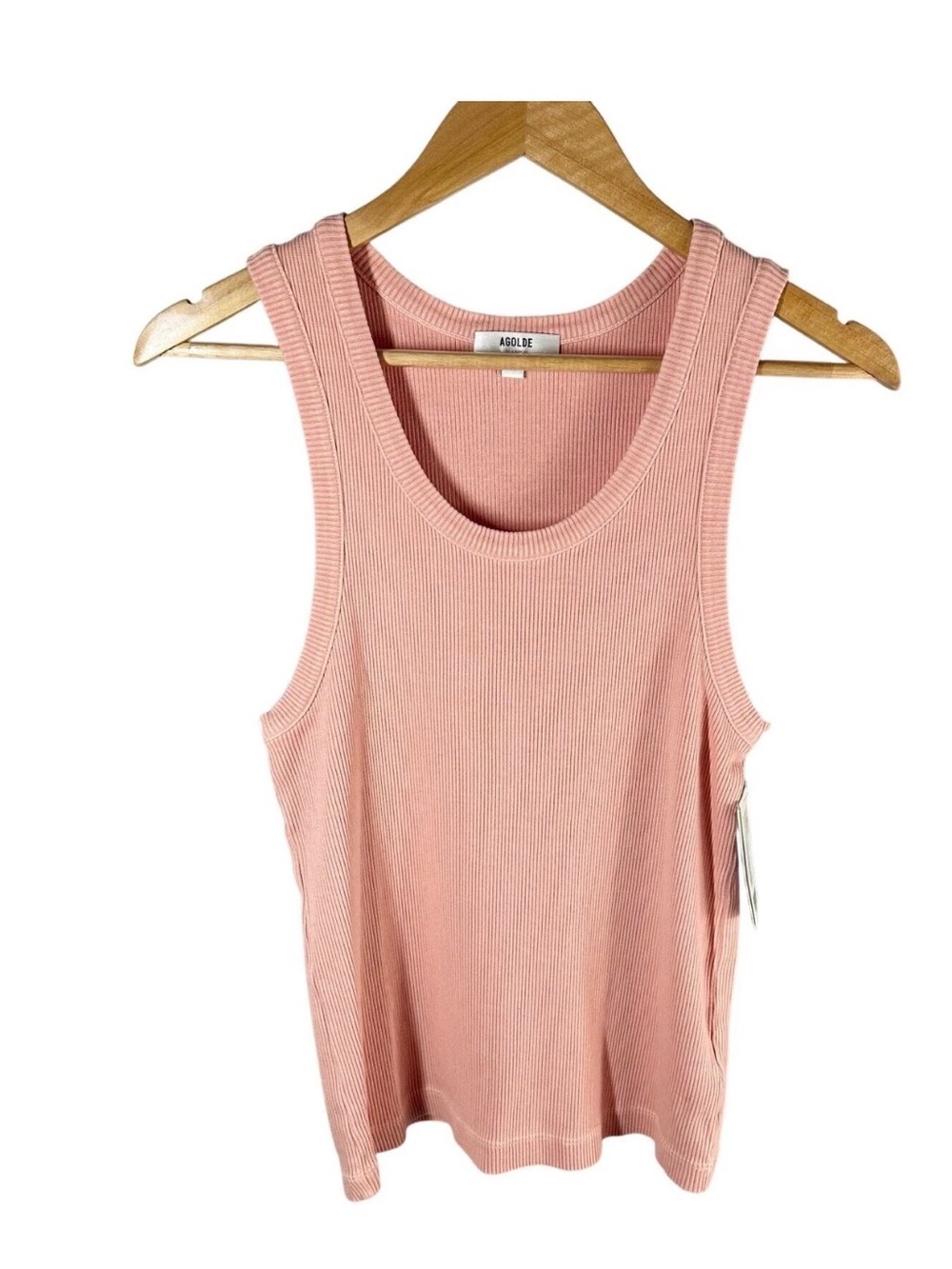 Agolde Dusty Pink Ribbed Scoop Tank
